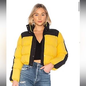 Lovers & Friends Puffer Jacket Black and Yellow XXS